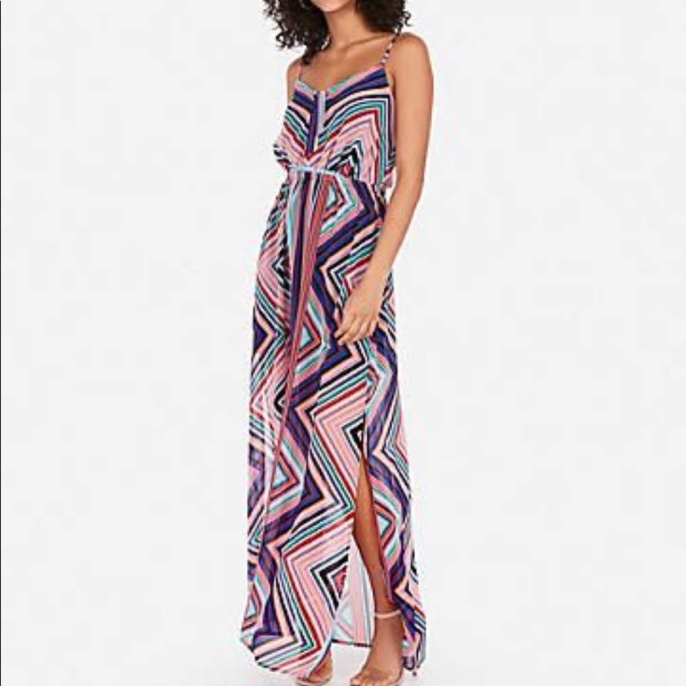 Express printed tie front maxi dress